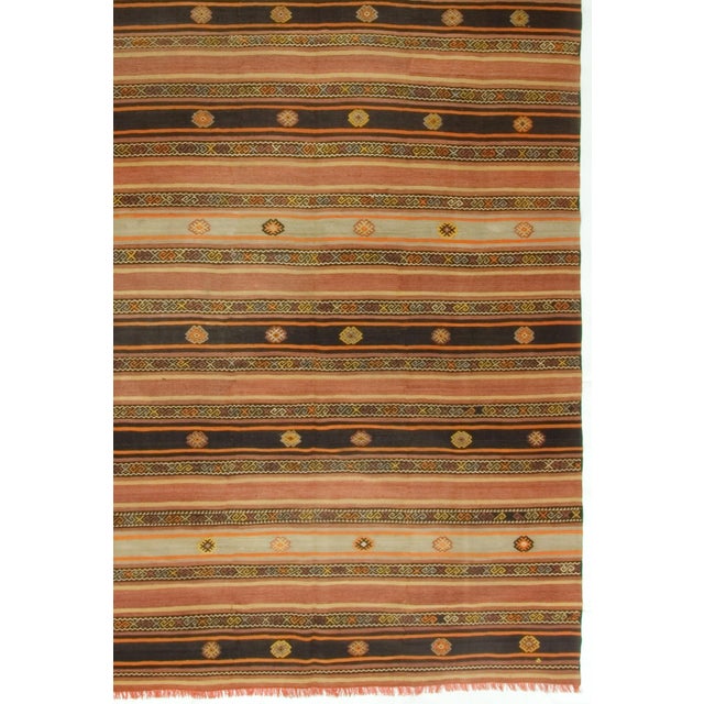 Brown Vintage Turkish Handwoven Kilim, 6'3 X 11'7 For Sale - Image 8 of 8