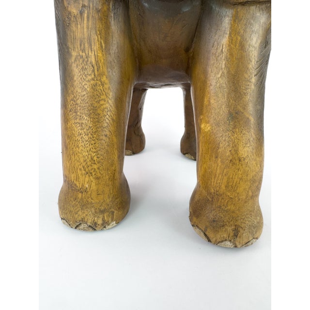 Vintage Thai Hand-Carved Hardwood Elephant Side Table / Sculptural Stool For Sale - Image 15 of 18