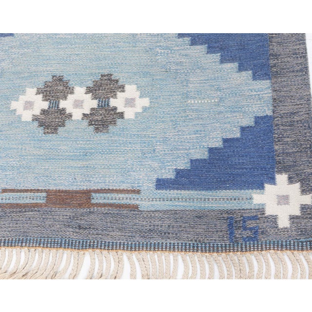 Mid 20th Century Doris Leslie Blau Vintage Swedish Flat-Weave Rug by Ingegerd Silow For Sale - Image 5 of 9