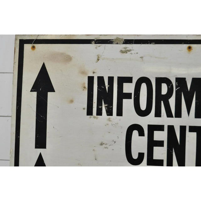 Metal Vintage Information Sign - 1940's Hand Painted, Metal 3'x2' For Sale - Image 7 of 8