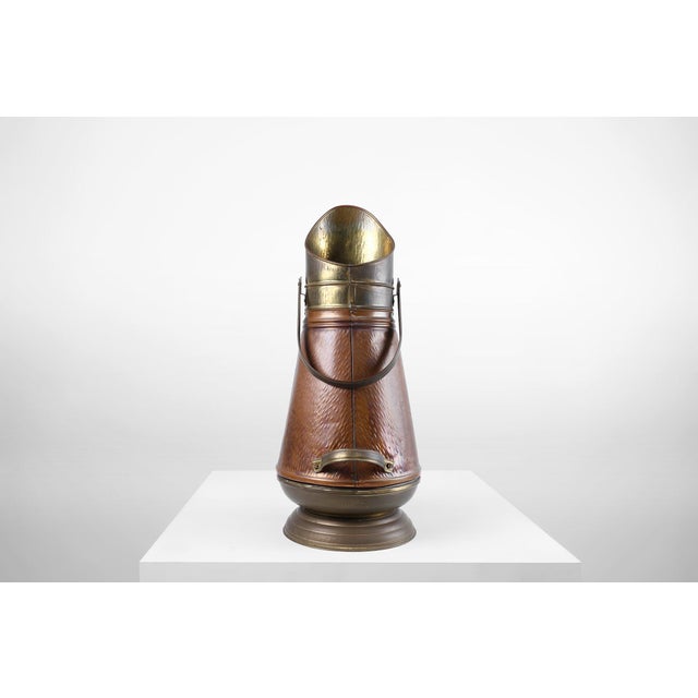 Copper Umbrella Stand with Hammered Relief of Vermeer, France, 1900s For Sale - Image 9 of 14