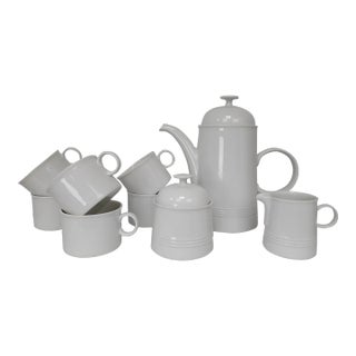 Vintage Melitta Coffee Pot With Sugar and Creamer and 6 Coffee Cups For Sale