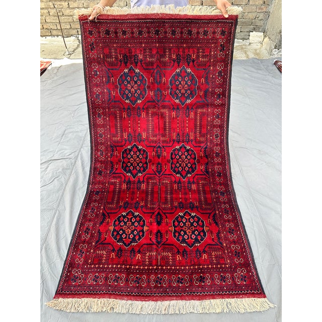 Afghan Khal Mohammadi Biljik Wool Rug, Mazar - 6'1" X 3'5" For Sale - Image 9 of 12