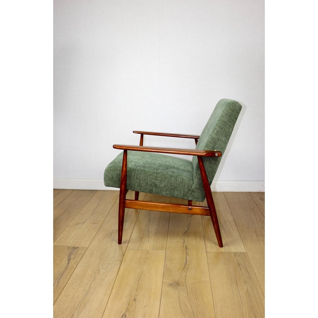 Wood Lis Lounge Chair with Olive Upholstery by Henryk Lis, 1970s For Sale - Image 7 of 11