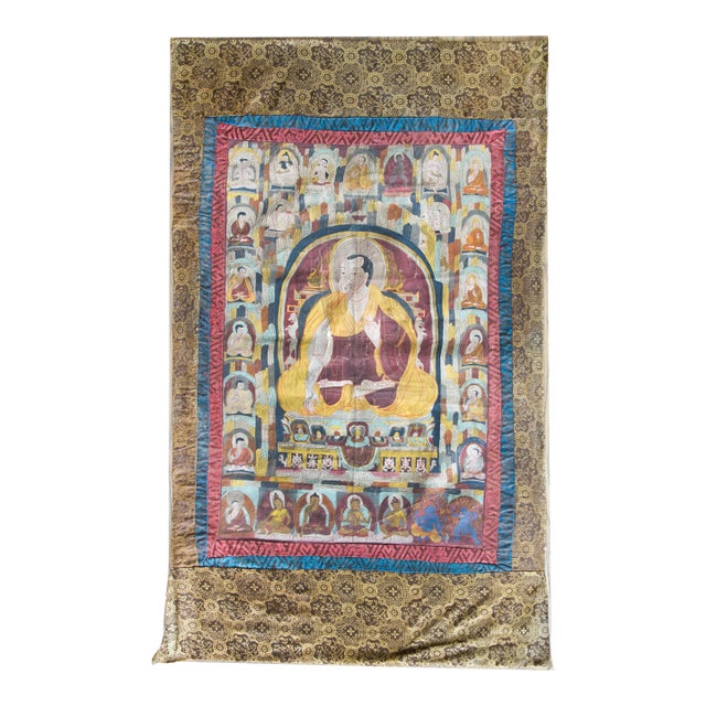 Late 19th Century Thangka with the Portrait of a Tibetan Monk For Sale