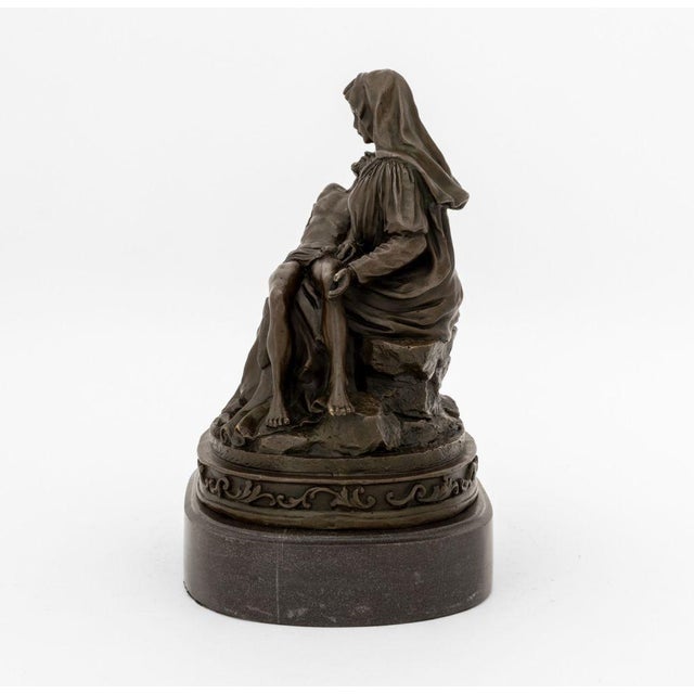Late 20th Century Signed "La Pieta Di Michelangelo" Patinated Bronze For Sale - Image 5 of 7