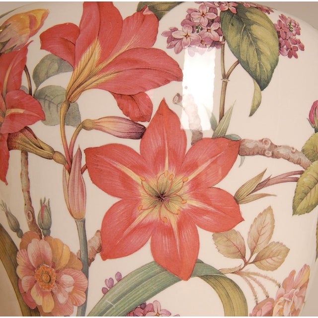 Capodimonte Vintage Italian Table Lamps Ceramic Floral Tall Porcelain Vase Lamps Tariff Free Delivery - A Pair For Sale - Image 4 of 12