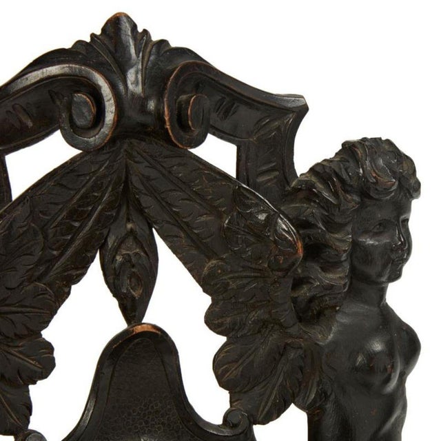 19th Century 19th Century Renaissance-Style Ebonized Walnut Hall Chairs - Set of 3 For Sale - Image 5 of 12
