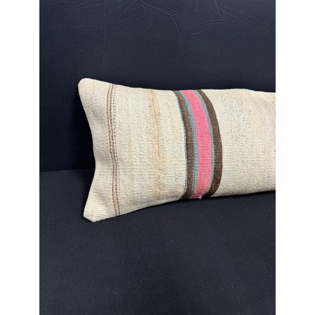 Turkish Hemp Pillow Cushion Natural Beige Brown Cushion Cover 12x46 #30337 Enhance your home decor with our Kilim Pillow...