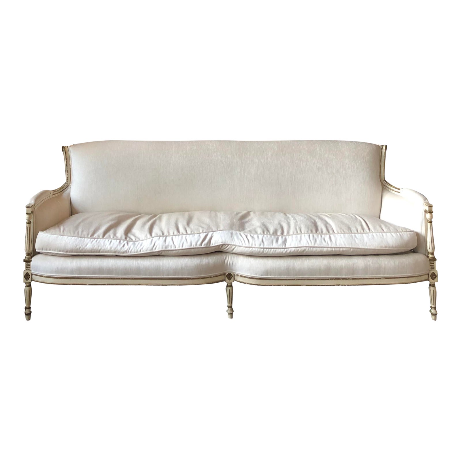 1950s Vintage White Velvet French Sofa Chairish