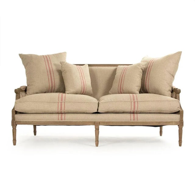 2020s Audley Sofa in Khaki Linen with Red Stripes For Sale - Image 5 of 5