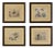 Figurative Composition, 19th Century, Watercolor Drawings on Paper, Framed, Set of 4 For Sale