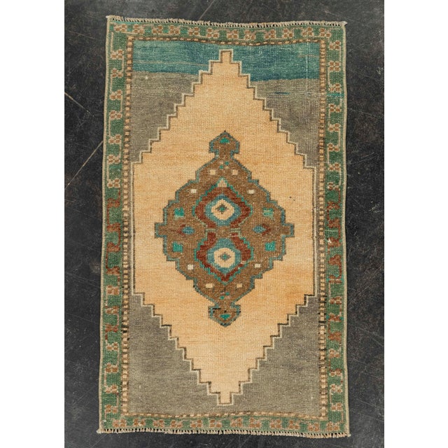 Brown Turkish Mini Rug Oriental Hand Knotted Vintage Rug 1'7" x 2'7" #21268 For Sale - Image 8 of 8