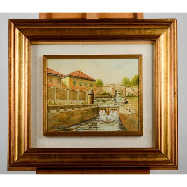 Luciano Milani, Milanese Landscape, Oil on Canvas For Sale - Image 6 of 6