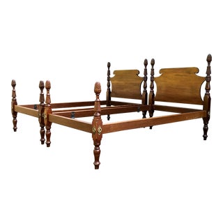 Antique Solid Mahogany Pineapple Top Twin Beds- a Pair For Sale