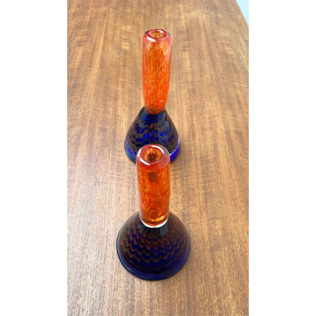Vintage Art Glass Candleholders, Set of 2 For Sale - Image 6 of 14