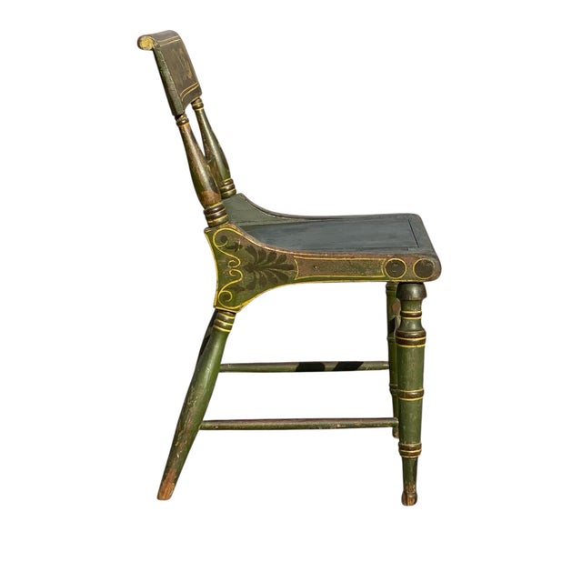 Wood Antique Sheraton Fancy Paint Chair For Sale - Image 7 of 10
