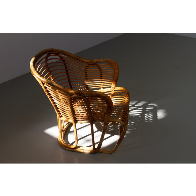 Wood Danish Rattan Lounge Chair by Tove Kindt-Larsen for R. Wengler, 1940s For Sale - Image 7 of 18