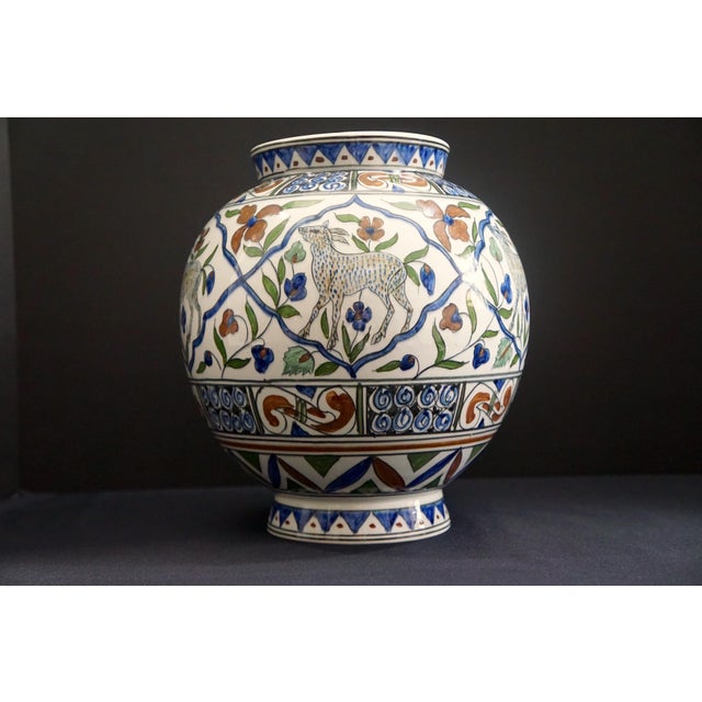 Mid-Century Greek Kerameios Halandri Iznik Styled Pottery Vase For Sale - Image 9 of 13