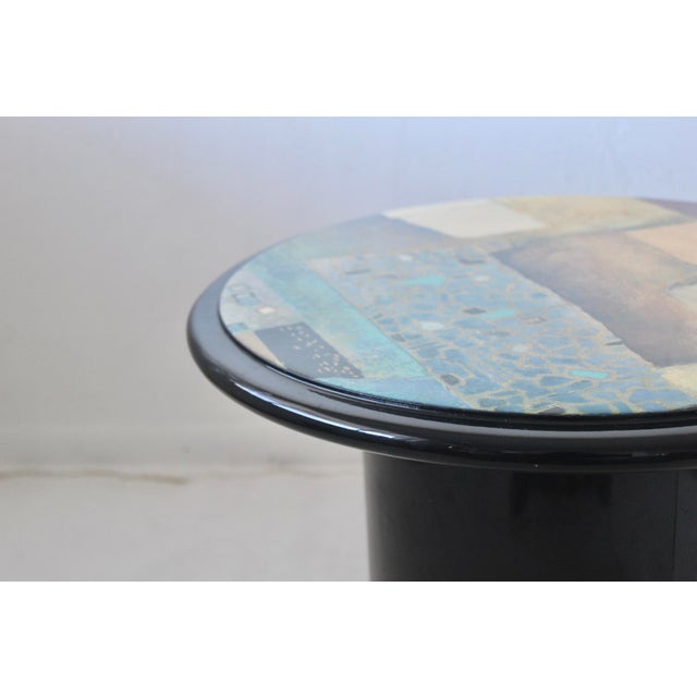 1980s Milano Memphis Style Circular Black Lacquered Painted Mushroom Nesting Side Tables - A Pair For Sale - Image 13 of 17