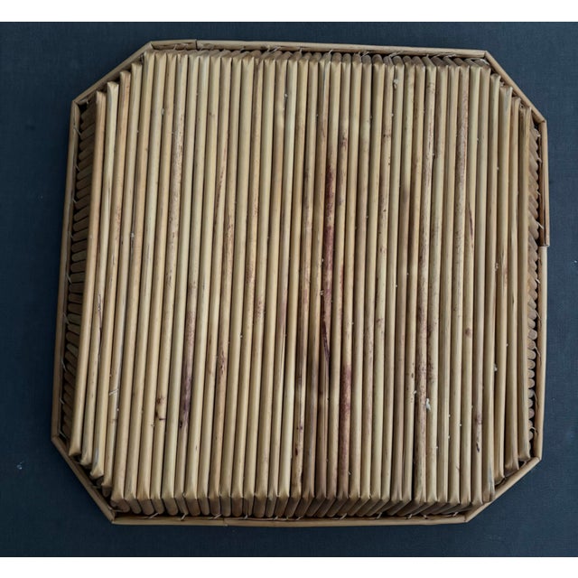 Vintage Square Bamboo & Rattan Clipped-Corner Serving Tray For Sale - Image 9 of 12
