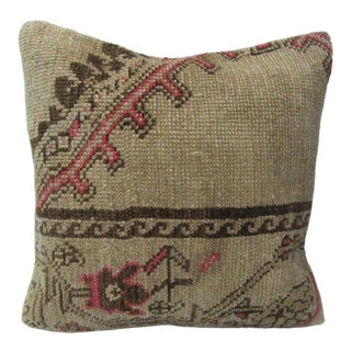 Turkish Coral & Brown & Tan Handmade Pillow For Sale