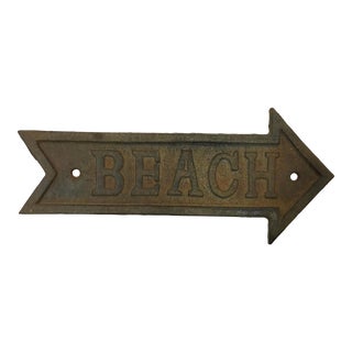 Mid-Century Coastal Cast Iron Beach Arrow Sign For Sale