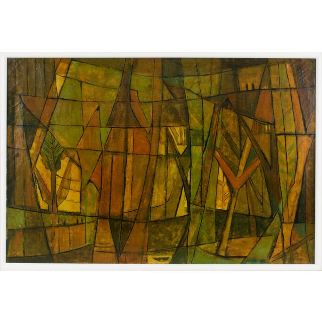 Post-Cubist Abstract Oil on Canvas Painting by Hellier, 1952 For Sale - Image 11 of 15