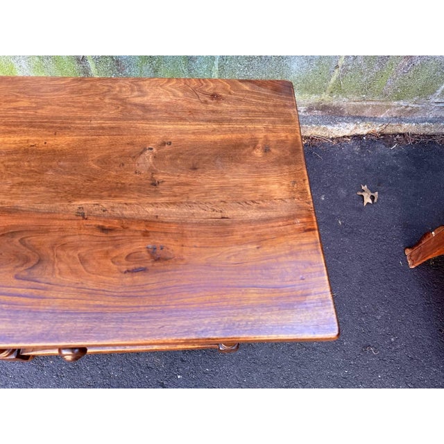 Antique Early 20th Century Rustic Spanish Baroque Carved Walnut Side Table For Sale - Image 9 of 17