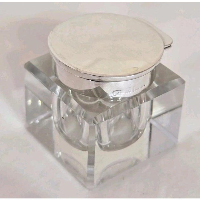 Early 20th Century Antique Art Nouveau Sterling Silver & Cut Glass Inkwell Standish, 1912 For Sale - Image 5 of 14