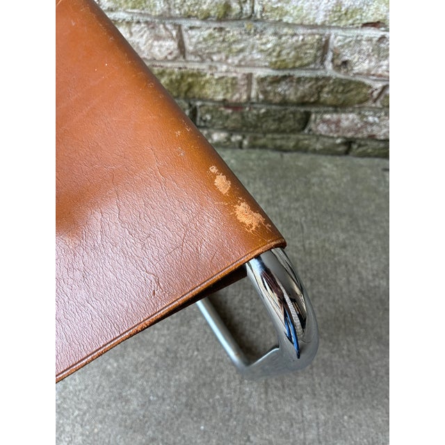 1960s Nicos Zographos "Ch66" Brown Leather and Chrome Side Chair For Sale - Image 11 of 18