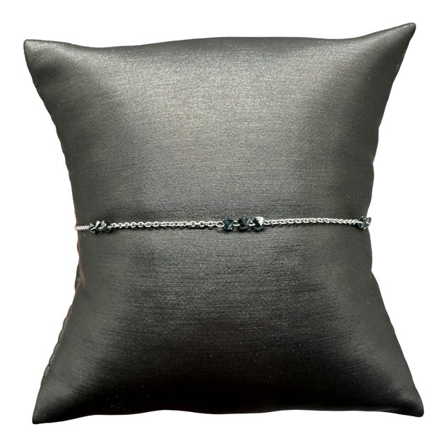 Blue Diamond Station Bracelet in 14kt White Gold – 0.80ctw, Adjustable, New For Sale