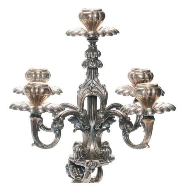 Antique Silver Candelabras of 1809 From France - a Pair For Sale - Image 6 of 7