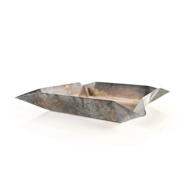Italian c. 1970's modernist geometric silverplate centerpiece bowl by Lino Sabattini. Marked on top edge.