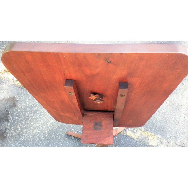 Wood Early 19th Century Country Federal Style Tilt-Top Tripod Candlestand Table For Sale - Image 7 of 13