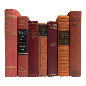 Vintage Red Decorative Book Set- 7 Pieces