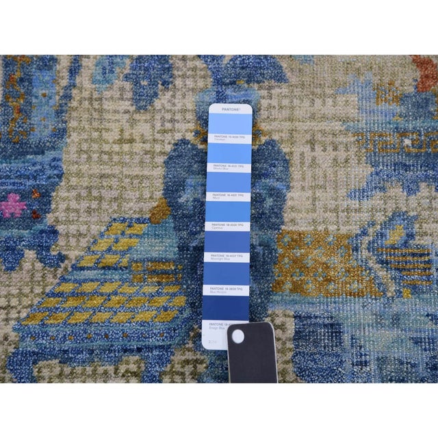 1940 Ash Gray Antique Chinese Inspired Open Field Wool Hand Knotted Rug 9'1"x12'1" For Sale - Image 9 of 11