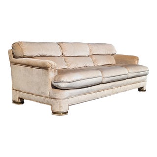 Postmodern Velvet & Brass Sofa by Drexel Heritage, 1980s, Mid-Century, Hollywood Regency For Sale