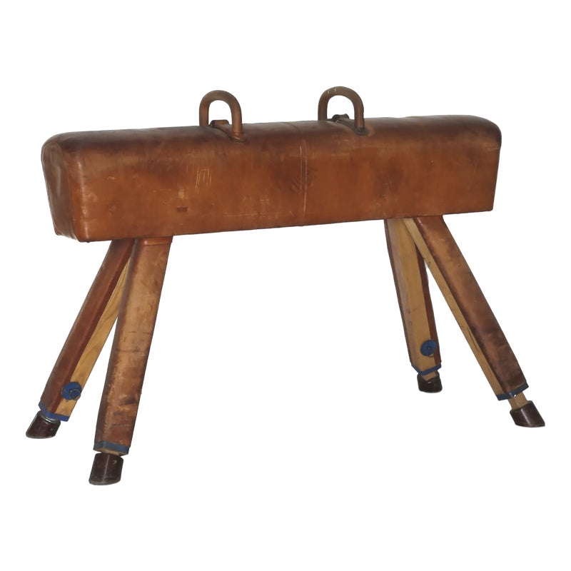 Leather Gymnastics Horse With Wooden Legs, 1940s