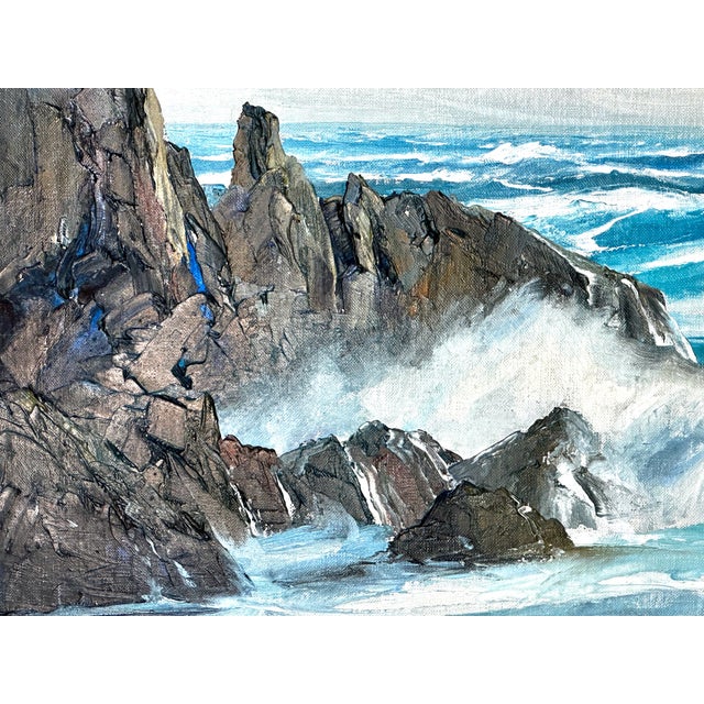 Bennett Bradbury (1914–1991) Mid-Century Oil Painting "Rough Sea From Maui" For Sale - Image 9 of 15