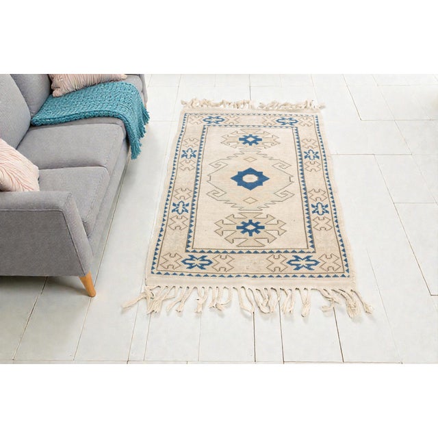 Mid 20th Century Decorative Off White Turkish Carpet For Sale - Image 4 of 10