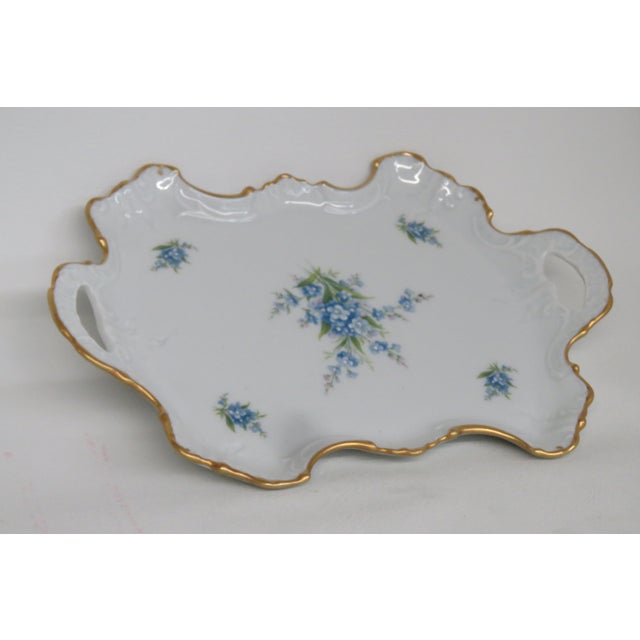 Mid 20th Century Limoges Forget Me Not Floral Pattern Floral Dresser Trinket Tray Dish 4532b For Sale - Image 14 of 18