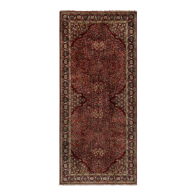 Oversized Antique Tetex Hooked Rug, Red With Floral Patterns - Rug & Kilim For Sale