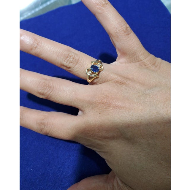 ♥ Product Summary ♥ Main Stone: Sapphire & Diamonds Band Material: 14k Yellow Gold