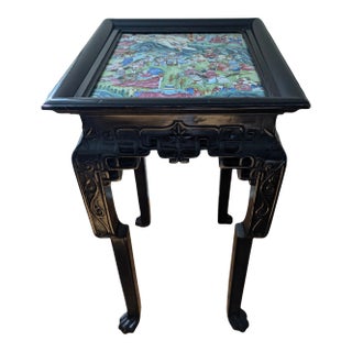 1980s Vintage Famille Rose Inlay Chinese Accent Table For Sale