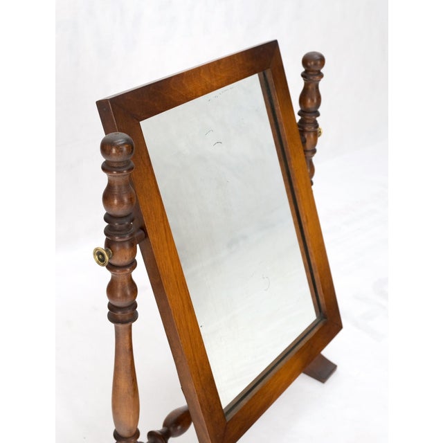 Country Style Brass & Colonial Maple Shaving Mirror For Sale - Image 9 of 11