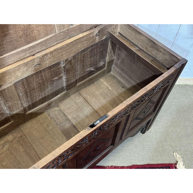 Wood 19th Century English Oak Chest For Sale - Image 7 of 18