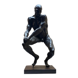 French Mid 20th Century Bronze Figure Seated Studio Sculpture