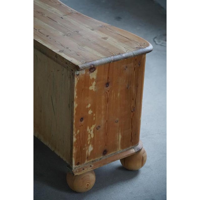 Antique Danish Chest of Drawers in Pine with Ball Feets, 1890s For Sale - Image 12 of 17