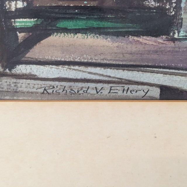 1960 Framed Richard v. Ellery Boatyard Watercolor Painting Titled “Jolly Roger For Sale - Image 4 of 6